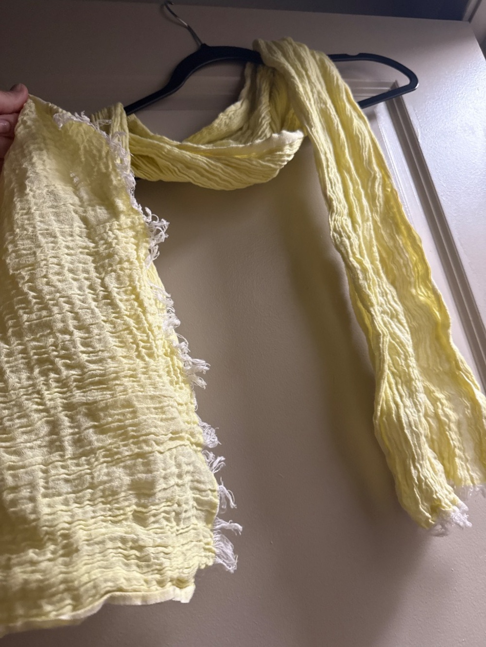 Butter, yellow scarf with white frill on the end - Picture 3 of 4